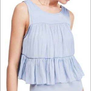 Free People Light Blue Flowy Bodysuit Sz L